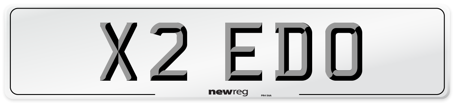 X2 EDO Number Plate from New Reg